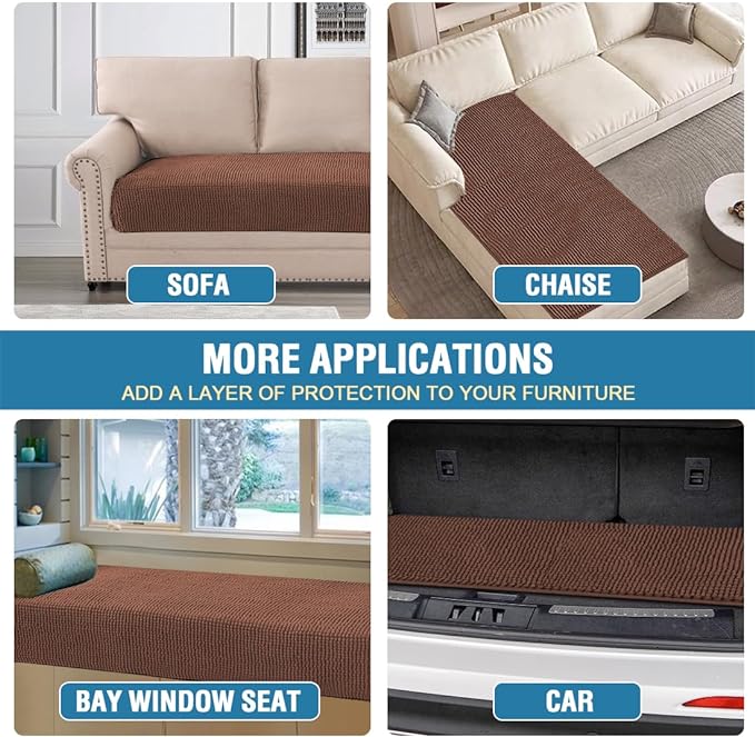 H.VERSAILTEX Plush Chenille Dog Bed Cover Thick Soft Sofa Cover for 3 Cushion Couch Anti Slip Couch Cover Furniture Protector for Dog, Pet, Cat (35" x 74", Caramel)