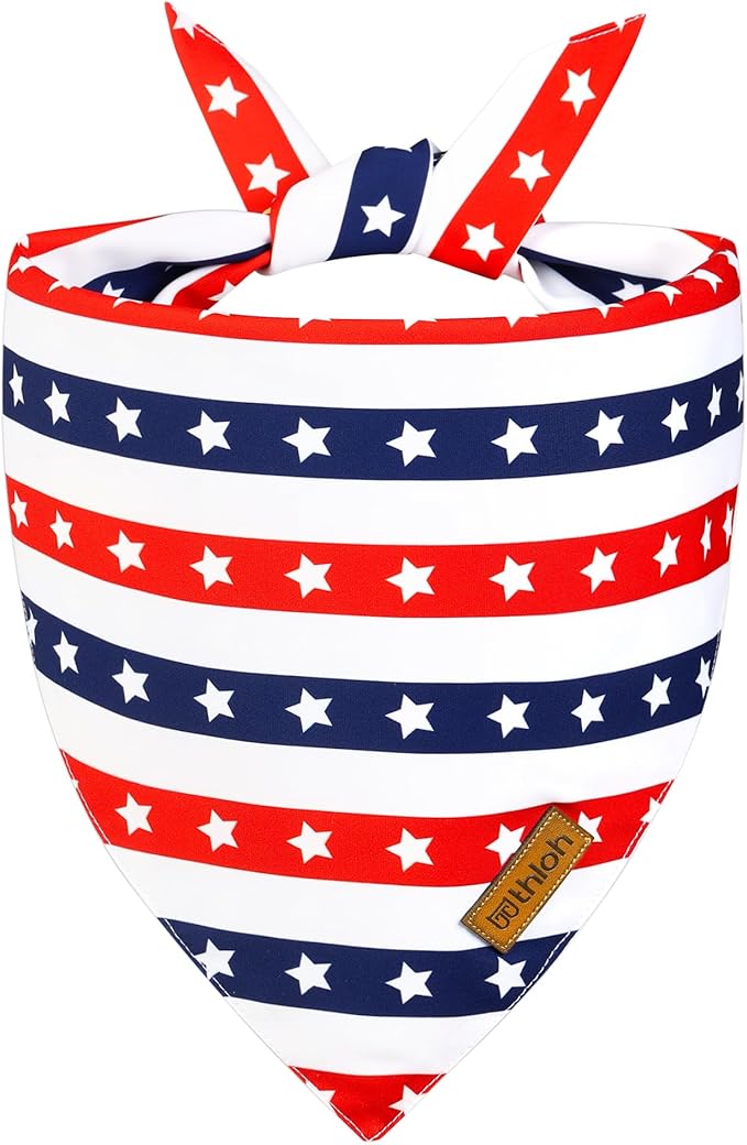 4th of July Dog Bandanas - 2 Pack Reversible USA Patriotic Bandana for Boy and Girl | Premium Durable Fabric | American Flag Pet Scarf for Small Medium Large and Extra Large Dogs (Large)