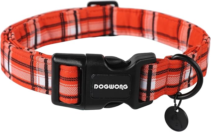 DOGWONG Cotton Dog Collar, Heavy-Duty Fall Dog Collar Durable Soft Fabric Pet Dog Collars Cute Halloween Puppy Necklace for Small Medium Large Dogs