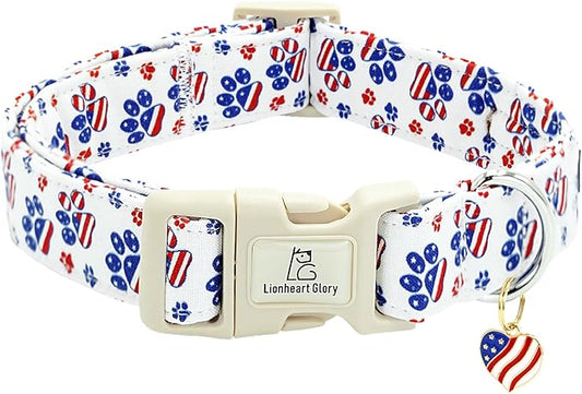 Lionheart glory American Flag Dog Collar-4 of July Patriotic Independence Day Dog Collar Heavy Duty Adjustable Dog Collars for Large Dogs Pet Gift Summer Collars Dog Cute Collars