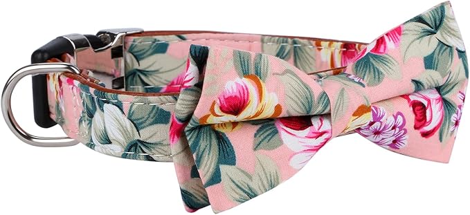 Faleela Cute Soft Girl Dog Collar with Bow, Bowtie Dog Collar for Boy,Detachable Adjustable Collar for Small Medium Large Pet