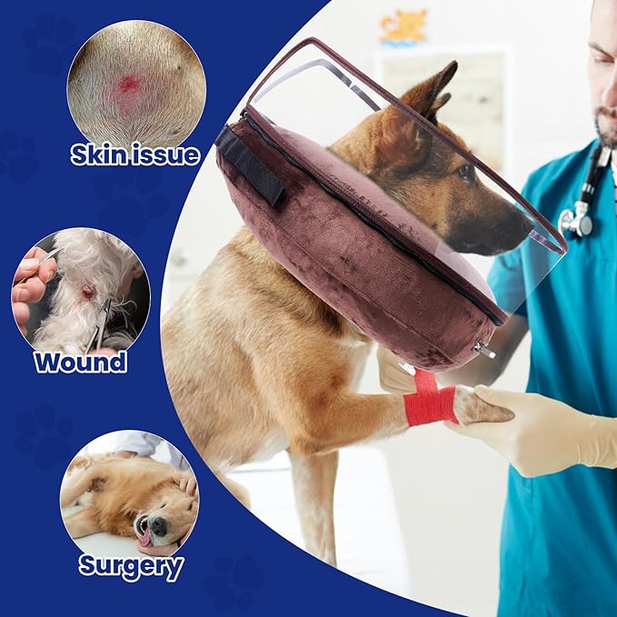 BARKLESS Dog Cone, Inflatable Dog Cone After Surgery for Small Medium Large Breeds, Soft Surgery Collar with Enhanced Anti-Licking Guard Shield for Pets, Protective Donut Collar