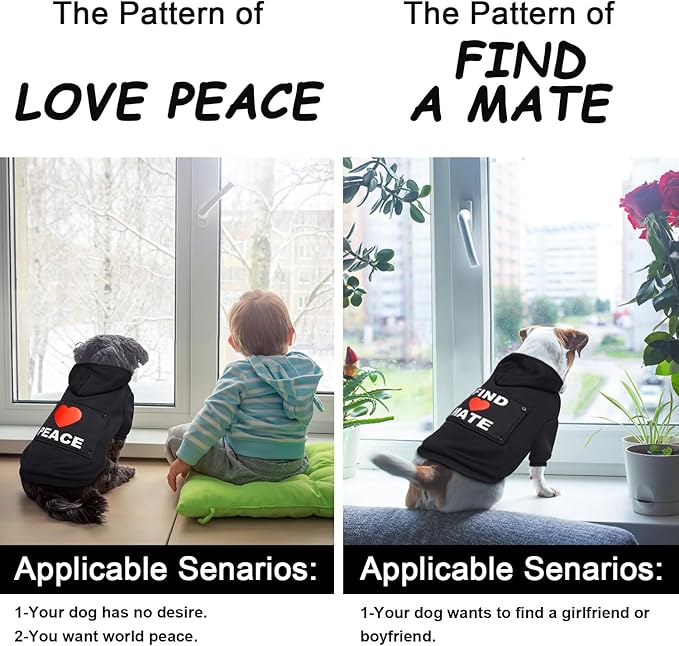 GreenJoy Magic Dog Hoodie with 4 Interchangeable Patterns - Puppy to Large Dog, Cat Cold Weather Coat, Hooded Sweatshirt (Large, Black (Letter Print B))