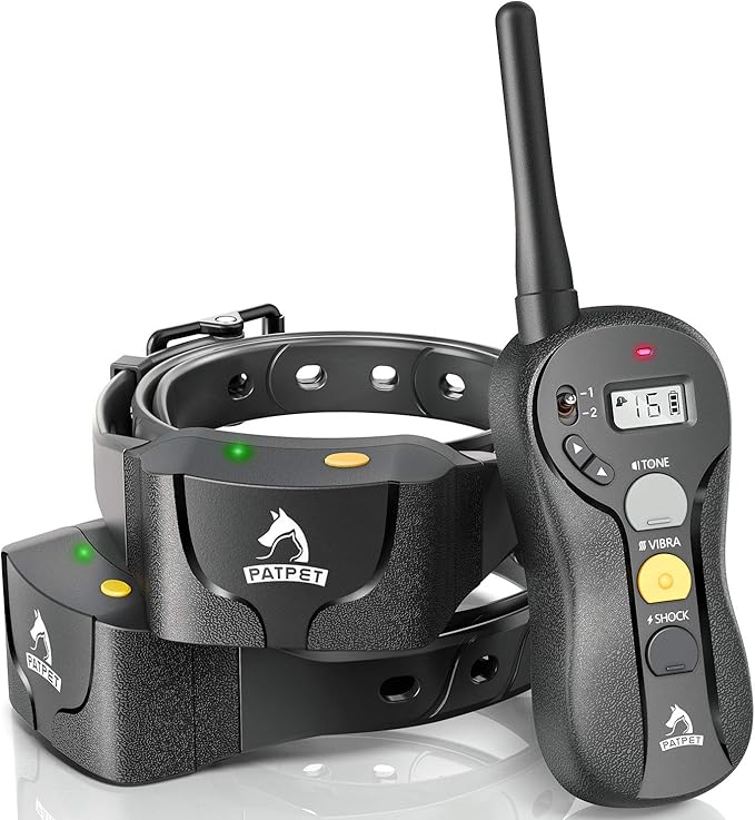 Patpet Shock Collars for Large Dogs with Remote 2 Pack - Dog Training Collar with Remote, IPX7 Waterproof Training Collar with Beep, Vibration, Shock Modes