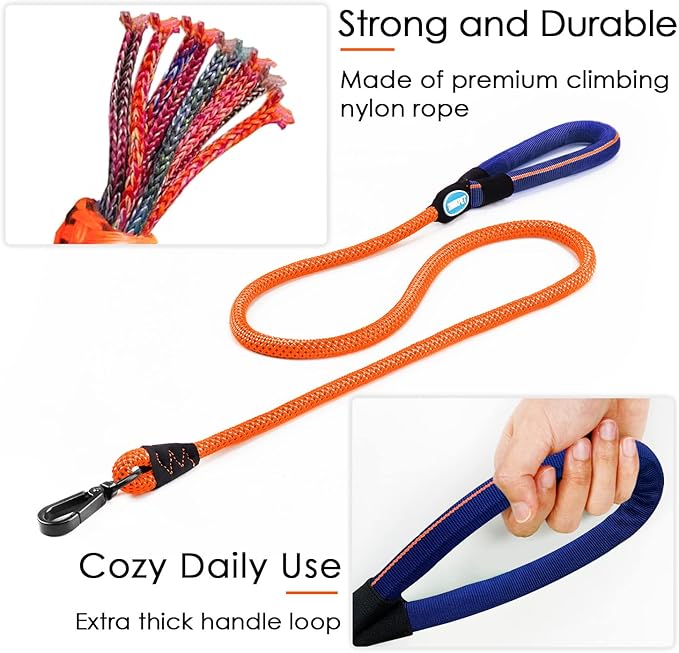 ThinkPet No Pull Harness Set Breathable Sport Harness with Handle - Reflective Padded Dog Safety Vest with Reflective Neon Dog Leash S Harness Leash Pack Orange