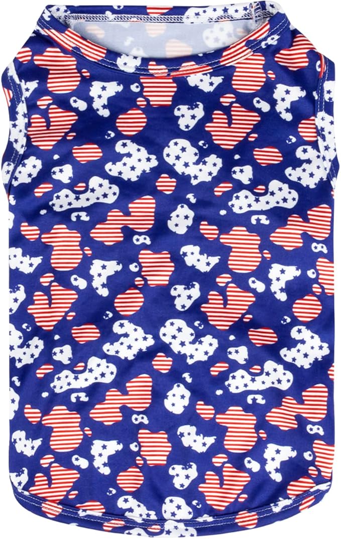 CuteBone 4th of July Dog Shirts 2-Pack Soft Pet Clothes Breathable Summer Vest for Small Puppy and Stretchy Cat Apparel 2BX13M