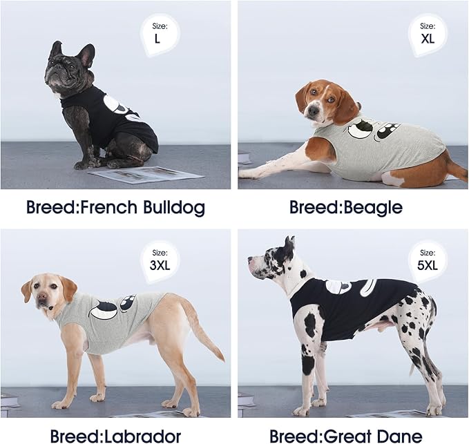 IECOii 2 Pack Pet Tank Top Tee Sleeveless| Large |Summer Dog Clothes Apparel,Pet Funny Costume Doggy T-Shirts Clothing for Medium Dog Puppy Outfit Keep Body Heat Hot Weather Outdoor Play, Black+Gray