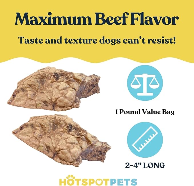 hotspot pets Dehydrated Beef Lung Dog Treats - 2lb Big Bag- All-Natural, One Ingredient - High Protein, Low Fat - Slow Roasted Oven Baked Dog Chews, A Healthy Rawhide Alternative for All Dogs