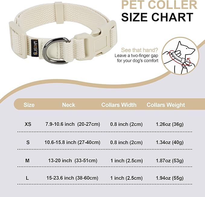 Breathable Small Dog Collar, Adjustable Pet Girl Boy Collars with Quick Release Buckle D-Ring, Soft Comfortable Colorfast Beige Puppy Coll'ar for XS Small Medium Large Dogs(S, Pink)