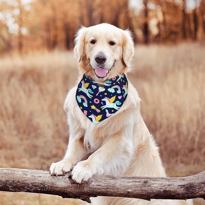 Unicorn Rainbow Stars Dog Bandana Scarf Triangle Bibs Pet Accessories Cat Kerchief
