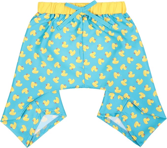 HDE Dog Swim Trunks Hawaiian Board Shorts Beach Pool Swimsuit for XS to XXL Dogs Teal Rubber Ducks - XL