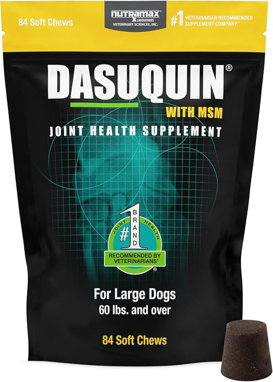 Nutramax Laboratories Dasuquin with MSM Joint Health Supplement for Large Dogs - With Glucosamine, MSM, Chondroitin, ASU, Boswellia Serrata Extract, and Green Tea Extract, 84 Soft Chews
