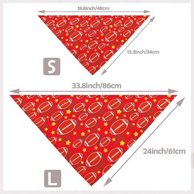 7 PCS Football Dog Bandanas for Large Dogs Breed 33 Inch Extra Large American Football Dog Bandanas XL Football Scarves for Game Day Grooming L