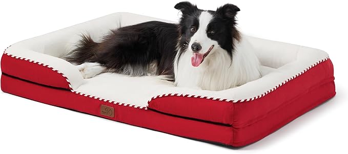 Bedsure Orthopedic Dog Beds Large Sized Dog - Washable Large Dogs Bed Waterproof, Big Comfort Pet Couch with Washable Removable Cover, Supportive Foam Pets Sofa with Nonskid Bottom, Candy Cane