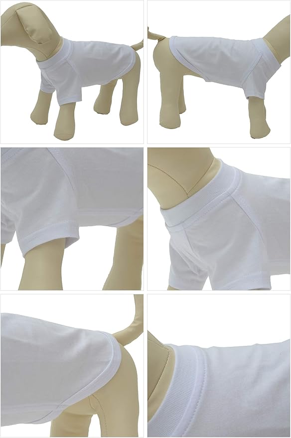 Lovelonglong Pet Clothing Dog Costumes Basic Blank T-Shirt Tee Shirts for Small Dogs White S