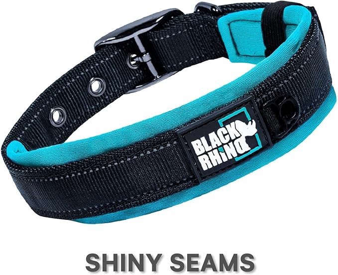 Black Rhino - The Comfort Collar Ultra Soft Neoprene Padded Dog Collar for All Breeds, Dog Collars for Large Dogs - Heavy Duty Adjustable Reflective Weatherproof (XLarge, Blue/Grey)