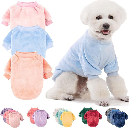 FabriCastle Dog Sweaters, 3-Pack Dog Clothes for Small Female Dogs & Cats, Soft and Warm Pet Coats XXS - XL, Winter Pet Jackets, Doggy Apparel Costumes Outfits (Ballet Pink,SkyBlue,Peach, Large)