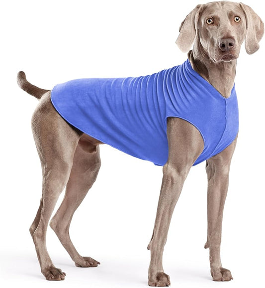Stretch Fleece Dog Coat, Stretchy Pet Sweater, Machine Washable Pullover for Winter and Fall, Cornflower Blue, 22