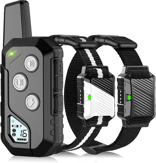 Shock Collar for Dogs, Dog Training Collar with Remote Control for 2 Dogs, 3 Training Modes with Beep, Vibration and Satic, Waterproof, Rechargeable E Collar for Large Medium Small