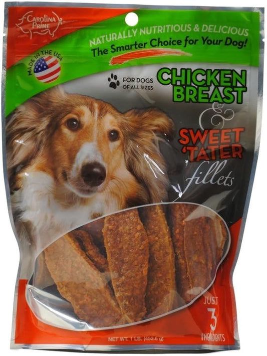 Carolina Prime Pet Chicken Breast & Sweet Tater Fillets (1lb.) - Naturally Nutricious Dog Treats