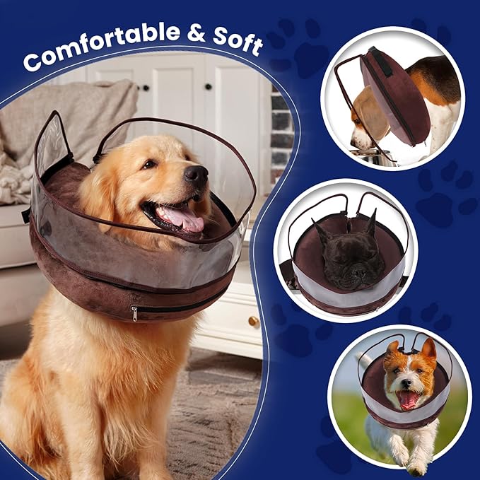 BARKLESS Dog Cone, Inflatable Dog Cone After Surgery for Small Medium Large Breeds, Soft Surgery Collar with Enhanced Anti-Licking Guard Shield for Pets, Protective Donut Collar