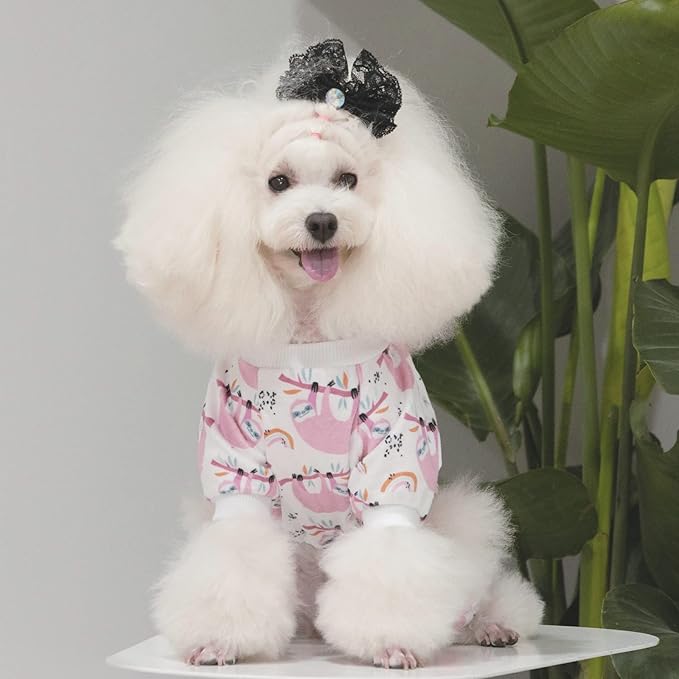 CuteBone Sloth Soft Puppy Pajamas Cute Dog Pjs Fall Jumpsuit Pet Clothes Apparel P263M Medium