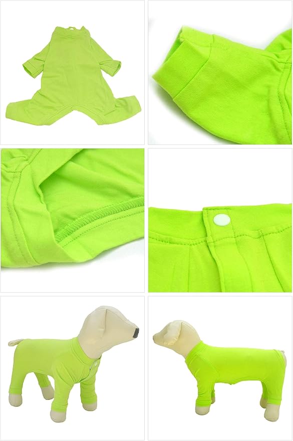 Lovelonglong Four Feet Dog Lightweight Pajamas, Pure Cotton Dog Jumpsuits 4 Legs Dog Onesies T-Shirt Stylish PJS Puppy Costume for Large Medium Small Dogs Green XXL