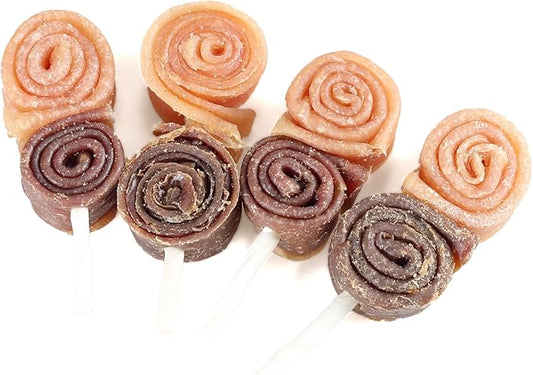 Dog Treats Large Breed, Chicken Duck Big Roll with Rawhide Stick, Healthy and Chews Long Lasting High Protein Training Treats, Triple Flavor Chewy Snacks for Medium Large Dogs 4 Counts