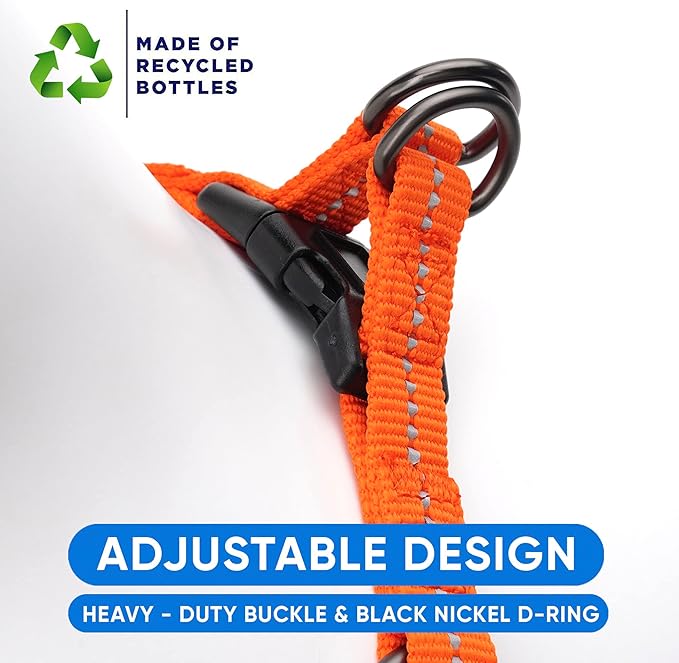 Pawtitas Recycled Dog Harness with Reflective Stitched a Puppy Harness Made from Plastic Bottles Collected from Oceans Extra Small Orange Habanero