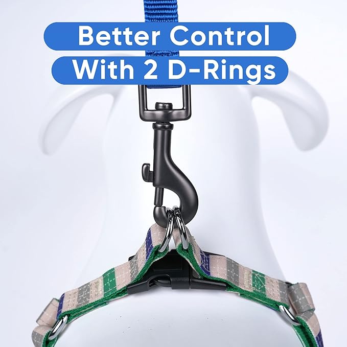 Pawtitas Pet Adjustable Solid Color Step in Puppy/Dog Harness 6 feet Matching Collar and Harness Sold Separately Small Grey/Blue/Green Multicolor