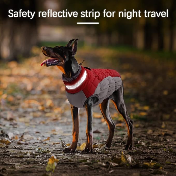 Small Dog Coat,Dog Jackets for Small Dogs,Warm Winter Jacket, Puppy Coat with Harness Built in,Waterproof Dogs Jacket,Puppy Cold Weather Coats,Pet Winter Clothes Snowsuit Shih Tzu Bichon,Red