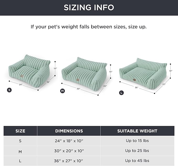 Bedsure Cute Dog Couch for Pets - Fluffy Sofa With Premium Soft Corduroy Fleece, Washable Cover, Supportive Bed for Medium Large Dogs, 36inch, Garden Green