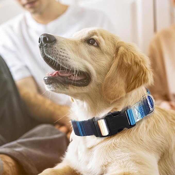 Dog Collars for Large Dogs with Cute Blue Stripes Design for Boys Dog, Adjustable Soft Pet Collar for XS Small Medium Large Dogs (XL)
