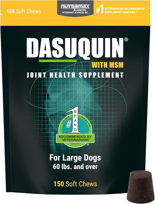 Nutramax Laboratories Dasuquin with MSM Joint Health Supplement for Large Dogs - With Glucosamine, MSM, Chondroitin, ASU, Boswellia Serrata Extract, and Green Tea Extract, 150 Soft Chews