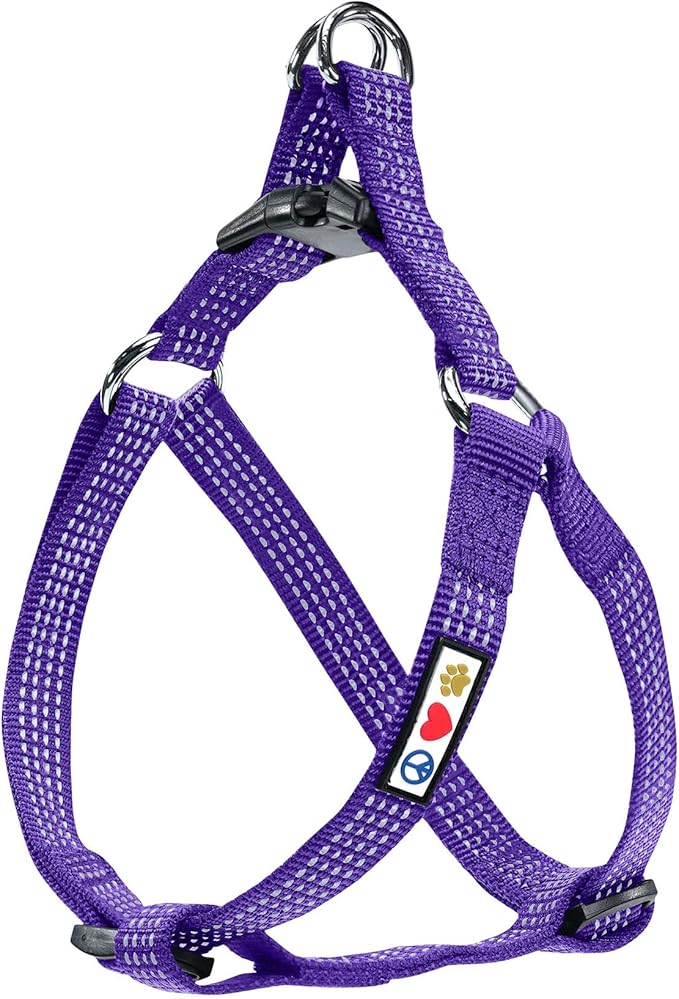Pawtitas Small Dog Harness - Purple Step-in Adjustable Reflective Vest for Senior Dogs and Puppies - Size S