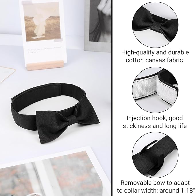Segarty Dog Bowtie, Adjustable Black Bowtie Collar for Large Dogs, Durable Dog Neck Tie Tuxedo Comfortable Cotton Boy Pets Bows Grooming Accessories for Formal Wedding Holiday Birthday Gift Party