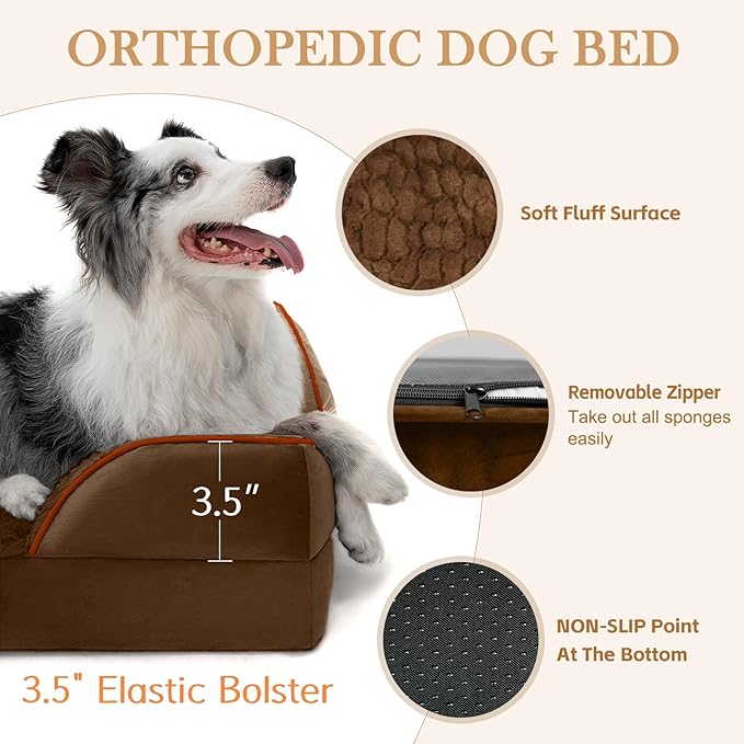 Comfort Expression Small Dog Beds Waterproof Orthopedic Foam Sofa Beds for Small Dogs Comfy Pet Bed with Washable Removable Cover & Non-Slip Bottom(XX-Small,Chocolate Brown)