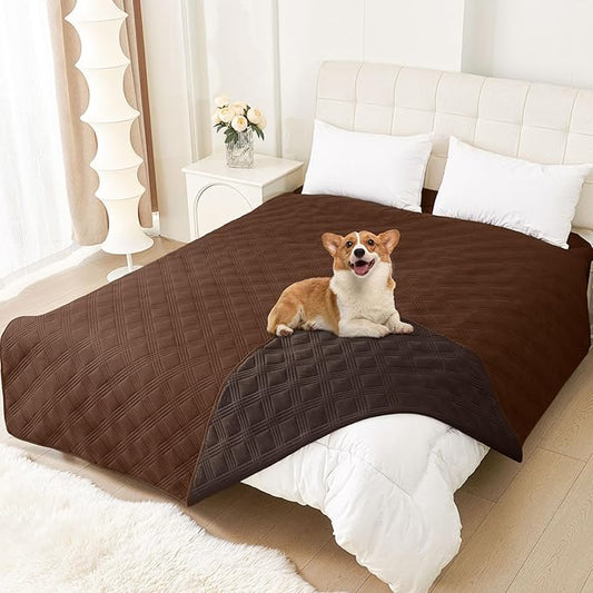 hyha Waterproof Dog Blanket, Reversible Pet Bed Blanket, Soft Sofa Couch Cover for Dogs Washable, Waterproof Pet Couch Covers for Sofa Puppy Cats Furniture Protector(82"x82", Brown/Chocolate)
