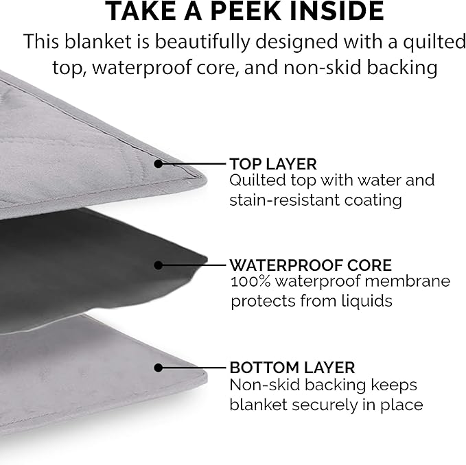 Furhaven Waterproof & Non-Slip King Size Mattress Cover Protector for Dogs & Cats, Washable, For Beds, Couches, & Car Seats - Quilted Twill Blanket Mattress Cover - Gray, Jumbo/King Size