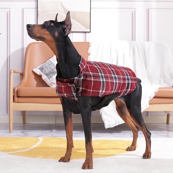 Kuoser Warm Dog Coat, Waterproof Dog Jacket for Extra Large Dogs, Adjustable Durable XXXL Doggie Winter Coat Reversible Puppy Cold Weather Apparel for Large Breed, Red 3XL