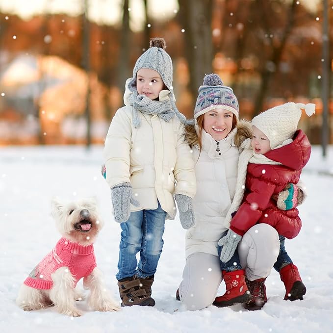 Mihachi Dog Sweaters for Small Dogs Girl Boy,Soft Warm Dogs Shirt, Cold Weather Dog Coat Turtleneck Knitted Pullover Dog Clothes Costume with Leash Hole for Large Cat Puppy Doggy Pet,Pink XS