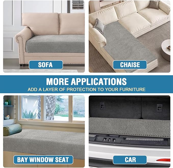 H.VERSAILTEX Plush Chenille Dog Bed Cover Thick Soft Loveseat Cover for 2 Cushion Couch Anti Slip Couch Cover Furniture Protector for Dog, Pet, Cat (35" x 62", Dove)