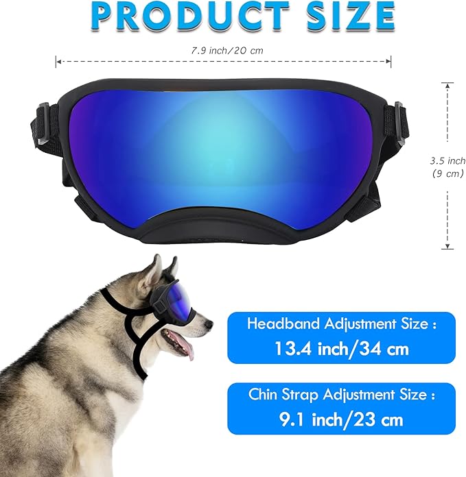 Large Dog Sunglasses with UV Protection and Adjustable Strap for Medium and Large Dogs