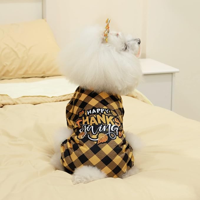 CuteBone Thanksgiving Dog Pajamas Costumes Pet Clothes Cat Apparel Shirt Winter Holiday Cute Pjs Outfits for Doggie Onesies P261S