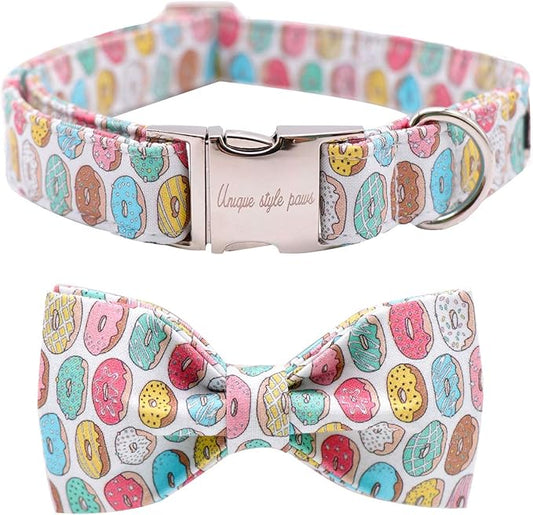 Unique Style Paws Dog Collar with Bow, Bowtie Dog Collar Adjustable Collars for Small Medium Large Dogs and Cats