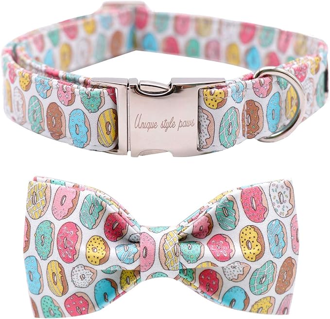 Unique Style Paws Dog Collar with Bow, Bowtie Dog Collar Adjustable Collars for Small Medium Large Dogs and Cats
