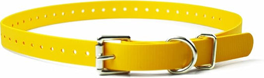 Educator Biothane Dog Collar, Waterproof, Odorproof, Metal Buckle and D Ring, Adjustable for Custom Fit, Cool and Comfortable, for Small, Medium, or Large Dogs, 3/4-Inch, Yellow