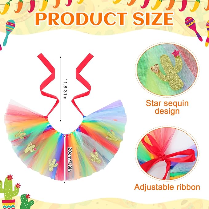 JaGely 4 Pieces Pet Mexican Costume Dog Outfit Accessories Includes Mexican Cinco De Mayo Pet Sombrero Hat, Triangle Dog Bandana Glasses and Tulle Tutu Skirt for Medium Large Pets Mexican Costume