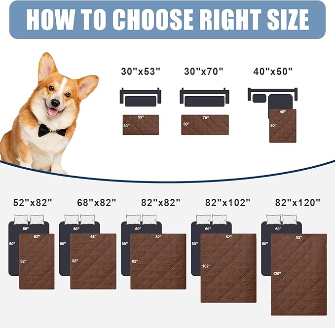 Smiry Waterproof Dog Blanket, Reversible Dog Bed Cover Pet Blanket, Soft Pet Couch Covers for Sofa Washable, Bed Couch Sofa Furniture Protector for Puppy Cat Kids (82"x120", Brown/Chocolate)