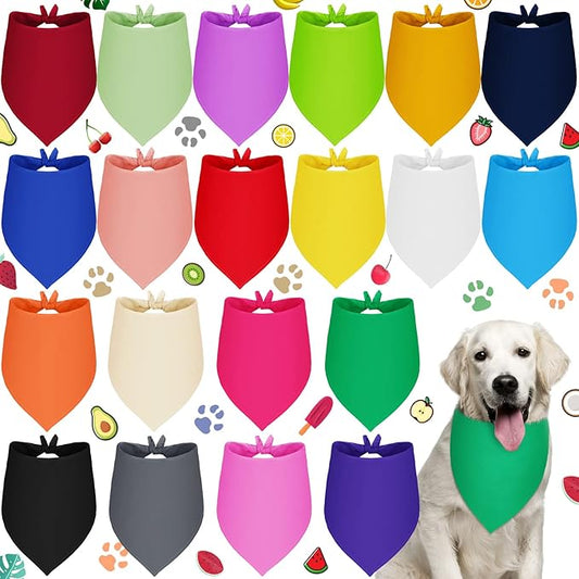 Saintrygo 20 Pcs Plain Dog Bandanas Bulk for Puppy Sublimation Washable Triangle Dog Bib Heat Transfer Adjustable Bandana for Small Medium Large Pets(32 x 22 x 22 Inches)